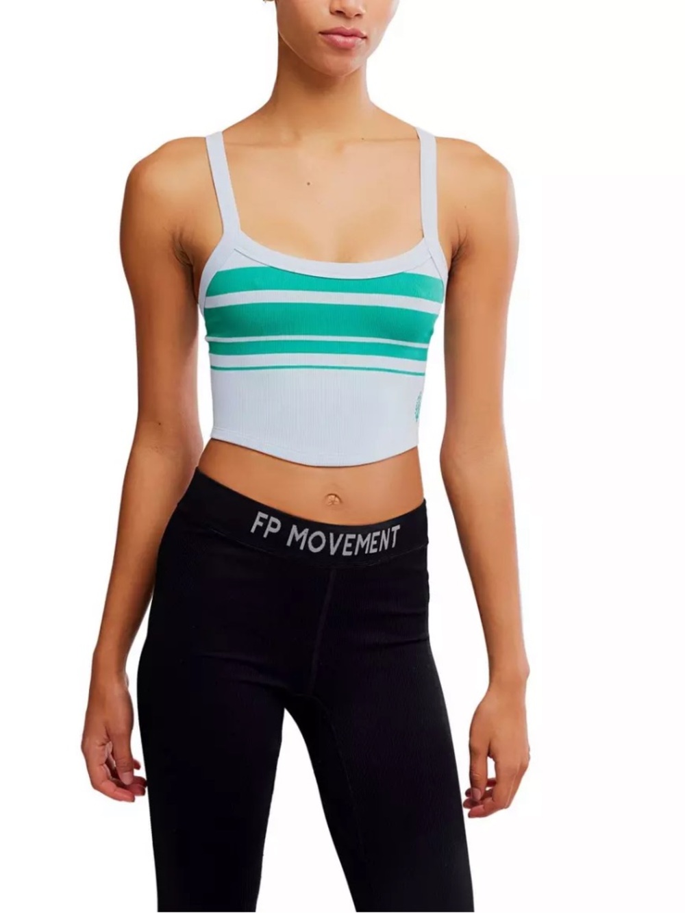 Free All People Clear Striped Cami Arctic & Kelly Combo M/L